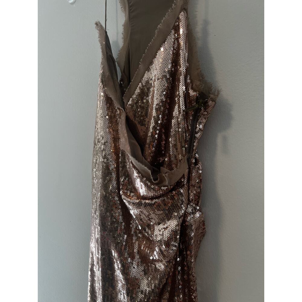 Nicole Miller Cocktail Party Dress Gold Sequins Size 8 - Picture 6 of 10